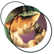 lab technician working with microscope