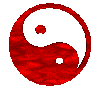 yin yang in red